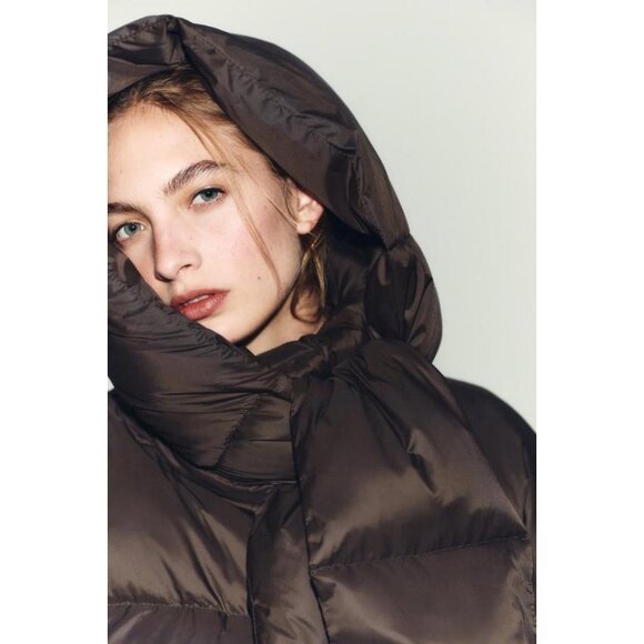 ZARA WATER REPELLENT WINDPROOF DOWN PUFFER COAT WITH HOODIE - Picture 4 of 11